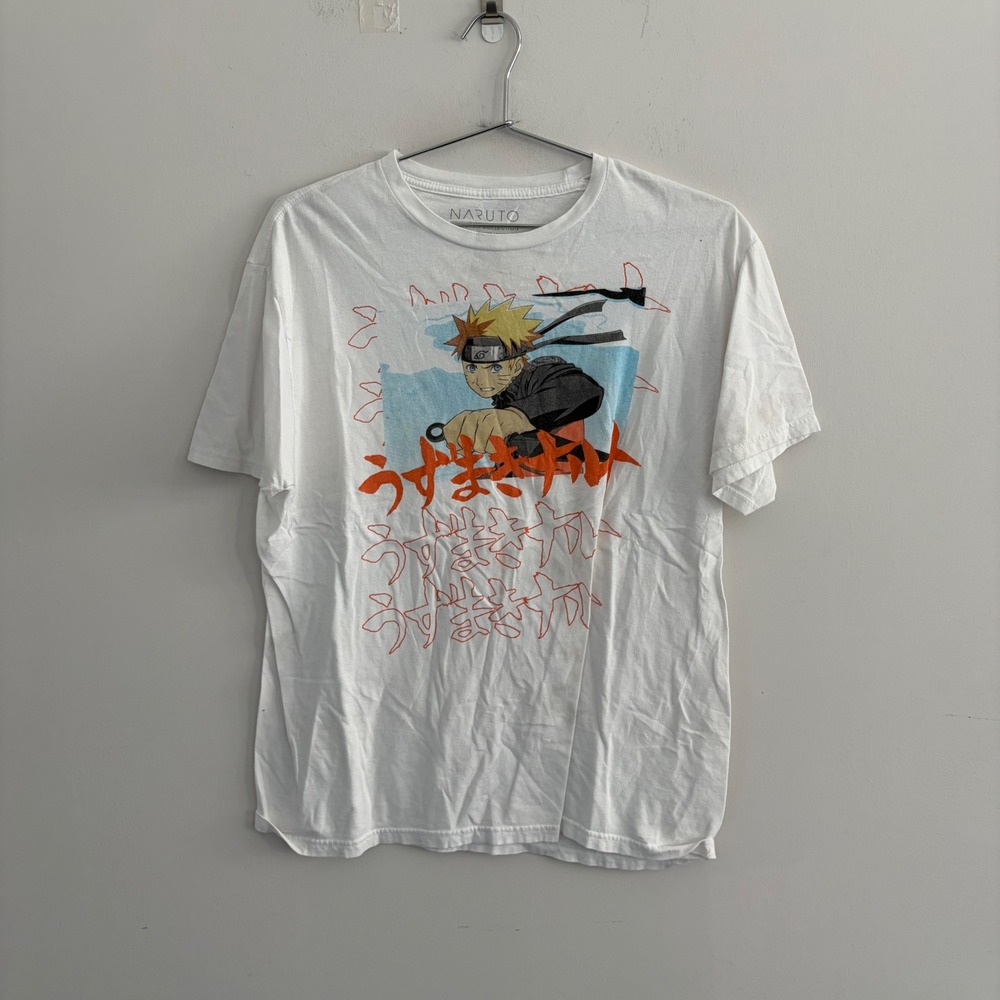 Naruto Uzumaki Graphic T-Shirt White Large Anime Manga Viz Media